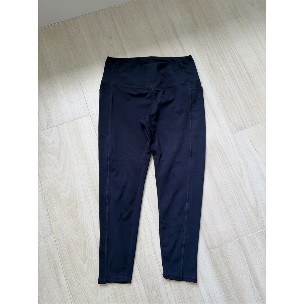 Danskin Womens Navy High Waisted Activewear Leggings with Pockets Size L